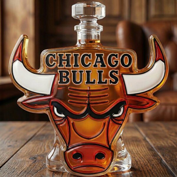Chicago Bulls Inspired Whiskey Decanter – Handcrafted Lead-Free Crystal Luxury Liquor Bottle