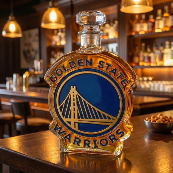 Golden State Warriors Inspired Whiskey Decanter – Handcrafted Lead-Free Crystal Luxury Liquor Bottle