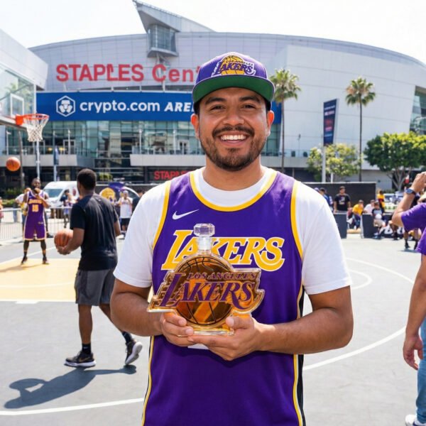 Los Angeles Lakers Inspired Whiskey Decanter – Handcrafted Lead-Free Crystal Luxury Liquor Bottle