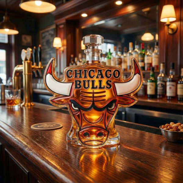 Chicago Bulls Inspired Whiskey Decanter – Handcrafted Lead-Free Crystal Luxury Liquor Bottle