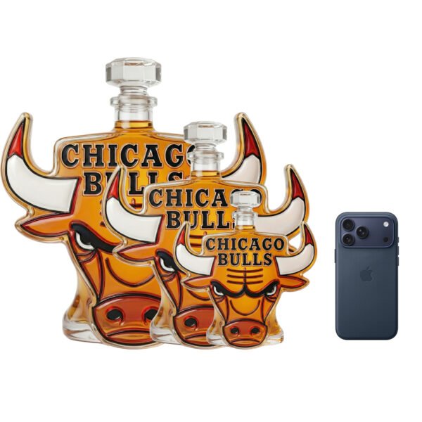 Chicago Bulls Inspired Whiskey Decanter – Handcrafted Lead-Free Crystal Luxury Liquor Bottle