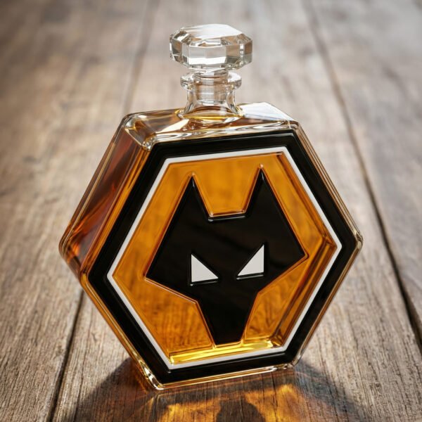 4 Wolverhampton Wanderers FC–Inspired Luxury Crystal Whiskey Decanter
